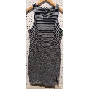 Banana Republic Dress Size 12 Sleeveless Black White Stripe Zip